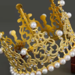 Couronne diadème doré luxe avec perles et strass