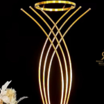 Centre de Table Design Métal – Support à Fleurs Doré ou Blanc (Location)
