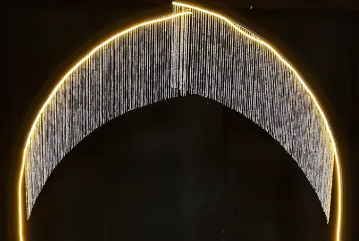 lumierecouloirmariage Location Arche Lumineuse LED Élégance Perles – Décor Prestigieux pour Mariage & Événement – Image 1