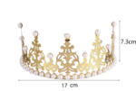 Diadème couronne dorée avec perles et strass – Image 4