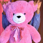 Grand ours en peluche rose géant avec nœud – Cadeau romantique doux et adorable