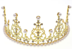 Diadème couronne dorée avec perles et strass – Image 5
